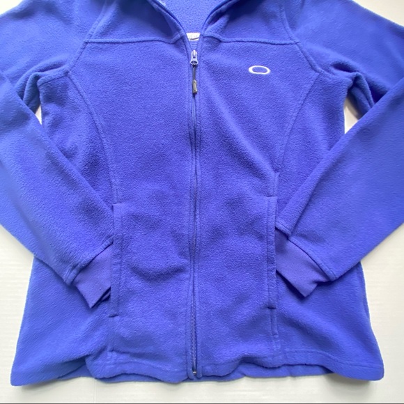 🐆 Oakley Zip Fleece Jacket with Front Side Pockets, Thumb Holes, Wide Collar - Picture 4 of 11